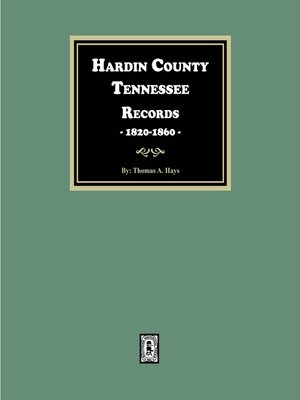 cover image of Hardin County, Tennessee Records, 1820-1860